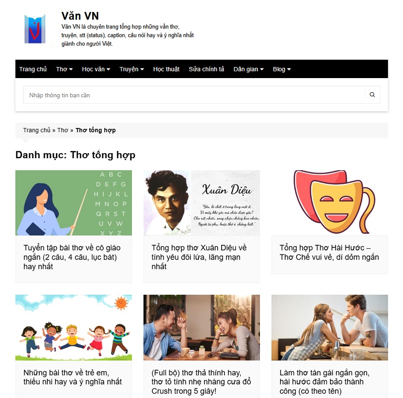 Vanvn cung cấp hàng chục nghìn bài thơ hay