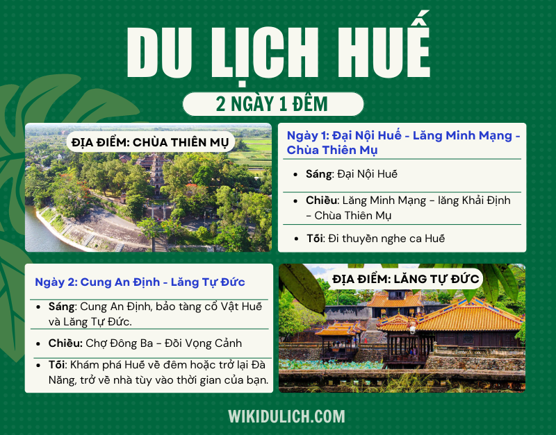 Hướng dẫn chi tiết lịch trình du lịch Huế từ 2-4 ngày